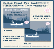 Load image into Gallery viewer, Fishing Boat Birthday Thank You Card Party Blue Lake Fish Boating River Summer Mountains Boy Boogie Bear Invitations Eugene Theme Printed