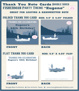 Fishing Boat Birthday Thank You Card Party Blue Lake Fish Boating River Summer Mountains Boy Boogie Bear Invitations Eugene Theme Printed