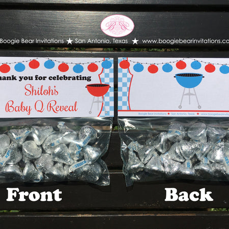 BBQ Reveal Baby Shower Treat Bag Toppers Folded Favor Grill Q Red Blue Boy Girl Barbecue Party Twins Boogie Bear Invitations Shiloh Theme
