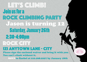 Mountain Rock Climbing Party Invitation Birthday Boy Girl Climb Sports Indoor Wall Bouldering Boogie Bear Invitations Jason Theme Printed