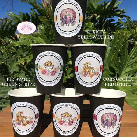 Thanksgiving Party Beverage Cups Paper Drink Birthday Cornucopia Bounty Formal Floral Fall Autumn Rustic Boogie Bear Invitations Cooke Theme