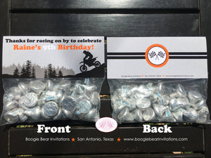 Orange Dirt Bike Party Treat Bag Toppers Birthday Folded Favor Boy Enduro Motocross Motorcycle Racing Boogie Bear Invitations Raine Theme