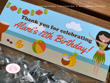 Load image into Gallery viewer, Hawaiian Luau Birthday Party Treat Bag Toppers Folded Favor Beach Girl Swim Swimming Pool Ocean Island Boogie Bear Invitations Alani Theme