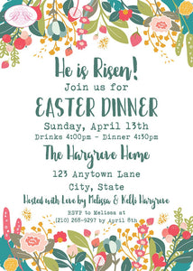 Spring Flowers Easter Party Invitation Holiday Dinner Picnic Garden Bloom Boogie Bear Invitations Hargrove Theme Paperless Printable Printed