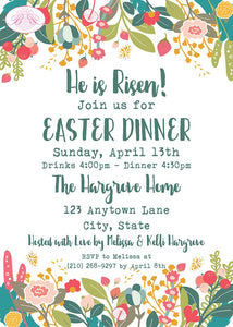 Spring Food Invitation Spring Flowers Easter Party Invitation Holiday Dinner Picnic Garden Bl ...