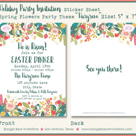 Spring Flowers Easter Party Invitation Holiday Dinner Picnic Garden Bloom Boogie Bear Invitations Hargrove Theme Paperless Printable Printed