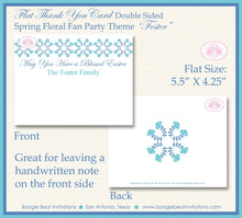 Load image into Gallery viewer, Flower Garden Easter Thank You Card Note Party Teal Aqua Blue White Floral Fan Lunch Dinner 1st Boogie Bear Invitations Foster Theme Printed