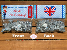 Load image into Gallery viewer, London England Birthday Party Treat Bag Toppers Folded Favor Boy United Kingdom UK Great Britain Flag Boogie Bear Invitations Nigel Theme