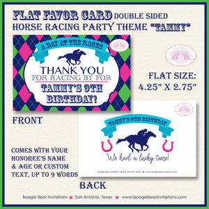 Pink Horse Racing Birthday Party Favor Card Tent Appetizer Place Sign Girl Kentucky Derby Race Jockey Boogie Bear Invitations Tammy Theme
