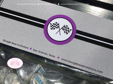 Load image into Gallery viewer, Purple Dirt Bike Party Treat Bag Toppers Birthday Folded Favor Girl Enduro Motocross Racing Race Track Boogie Bear Invitations Debra Theme