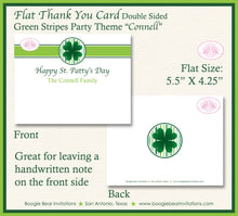 Load image into Gallery viewer, St. Patrick&#39;s Day Party Thank You Card Birthday Family Holiday Green Stripes Shamrock Lucky Irish 1st Boogie Bear Invitations Connell Theme