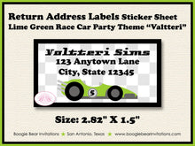 Load image into Gallery viewer, Race Car Photo Birthday Party Invitation Lime Green Grand Prix Racing Kid Boogie Bear Invitations Valtteri Theme Paperless Printable Printed