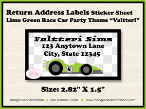 Race Car Photo Birthday Party Invitation Lime Green Grand Prix Racing Kid Boogie Bear Invitations Valtteri Theme Paperless Printable Printed