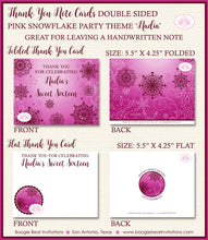 Load image into Gallery viewer, Winter Snowflake Party Thank You Cards Sweet 16 Pink Red Birthday Ombre Christmas Snow Formal Boogie Bear Invitations Nadia Theme Printed