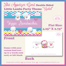 Load image into Gallery viewer, Spring Lambs Birthday Favor Party Card Tent Place Food Appetizer Folded Tag Sheep Girl Garden Picnic Boogie Bear Invitations Rachel Theme