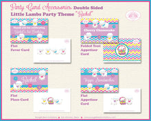 Load image into Gallery viewer, Spring Lambs Birthday Favor Party Card Tent Place Food Appetizer Folded Tag Sheep Girl Garden Picnic Boogie Bear Invitations Rachel Theme