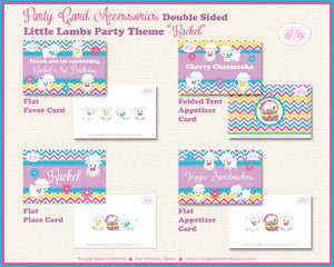 Spring Lambs Birthday Favor Party Card Tent Place Food Appetizer Folded Tag Sheep Girl Garden Picnic Boogie Bear Invitations Rachel Theme