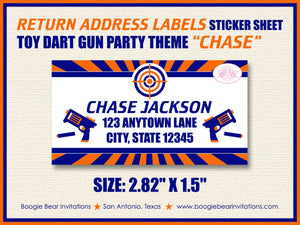 Toy Dart Gun Photo Birthday Party Invitation Target Practice Orange Blue Boy Boogie Bear Invitations Chase Theme Paperless Printable Printed