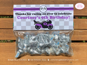 Purple Motorcycle Party Treat Bag Toppers Birthday Folded Favor Enduro Motocross Racing Race Track Boogie Bear Invitations Courtney Theme