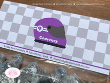 Load image into Gallery viewer, Purple Motorcycle Party Treat Bag Toppers Birthday Folded Favor Enduro Motocross Racing Race Track Boogie Bear Invitations Courtney Theme