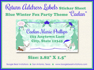 Blue Winter Fox Baby Shower Invitation Woodland Christmas Boy Snow Holiday Boogie Bear Invitations Caelan Theme Paperless Printable Printed
