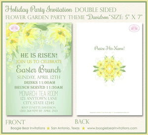 Flower Green Garden Party Invitation Brunch Easter Spring Floral Yellow Boogie Bear Invitations Davidson Theme Paperless Printable Printed
