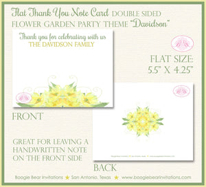 Flower Garden Green Thank You Card Note Party Day Easter Brunch Holiday Dinner Green Birthday Boogie Bear Invitations Davidson Theme Printed