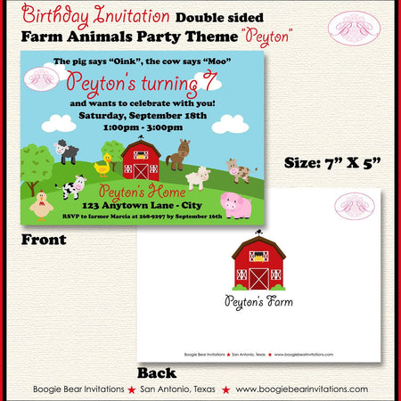 Farm Animals Birthday Party Invitation Country Barn Boy Girl Petting Zoo Boogie Bear Invitations Peyton Theme Paperless Printable Printed