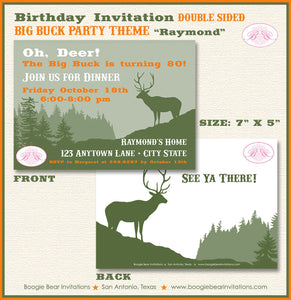 Deer Hunting Birthday Party Invitation Big Buck Elk Boy Mountains Forest Boogie Bear Invitations Raymond Theme Paperless Printable Printed