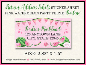 Pink Watermelon Birthday Party Invitation One Melon Fruit Sweet Melon Girl Boogie Bear Invitations Darlene Theme Paperless Printable Printed