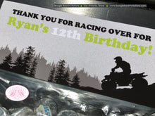 Load image into Gallery viewer, ATV Birthday Party Treat Bag Toppers Folded Favor Boy Girl Lime Green All Terrain Vehicle Quad 4 Wheeler Boogie Bear Invitations Ryan Theme