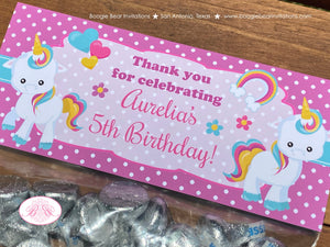 Rainbow Unicorn Birthday Party Treat Bag Toppers Folded Favor Girl Pink Purple Mythical Magical Horse Boogie Bear Invitations Aurelia Theme