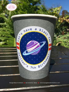 Outer Space Birthday Party Beverage Cups Paper Drink Birthday Planet Galaxy Solar System Stars Travel Boogie Bear Invitations Galileo Theme