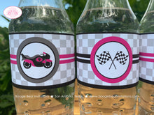 Load image into Gallery viewer, Pink Motorcycle Birthday Party Bottle Wraps Wrapper Cover Label Motocross Enduro Racing Race Track Kid Boogie Bear Invitations Lindsey Theme