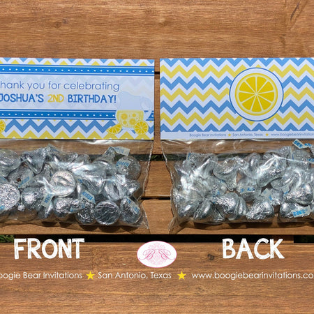 Blue Lemonade Party Treat Bag Toppers Favor Tent Birthday Boy Yellow Summer Lemon Stand Garden Retro Boogie Bear Invitations Joshua Theme