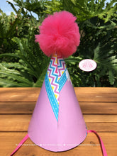 Load image into Gallery viewer, Spring Lambs Animals Birthday Party Hat Pom Honoree Girl Easter Sheep Girl Pink Purple Flowers Chevron Boogie Bear Invitations Rachel Theme