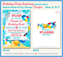 Load image into Gallery viewer, Splash Bash Birthday Party Invitation Pool Boy Girl Beach Ball Swim Wave Boogie Bear Invitations Douglas Theme Paperless Printable Printed