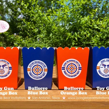Toy Dart Gun Party Popcorn Boxes Mini Favor Buffet Food Birthday Foam Fight Shoot Bullseye Win Boy Girl Boogie Bear Invitations Chase Theme