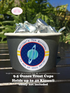 Outer Space Party Treat Cups Food Buffet Paper Birthday Planets Solar System Galaxy Stars Boy Girl Kid Boogie Bear Invitations Galileo Theme