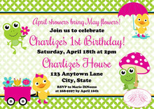 Load image into Gallery viewer, Frog Duck Spring Birthday Party Invitation Garden Girl Pink Gardening Boogie Bear Invitations Charlize Theme Paperless Printable Printed