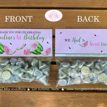 Pink Watermelon Party Treat Bag Toppers Favor Tent Birthday Girl One In a Melon Picnic Fruit Summer Boogie Bear Invitations Darlene Theme