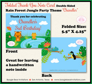 Rain Forest Jungle Party Thank You Card Birthday Wild Animals Rainforest  Zoo Amazon Forest Boogie Bear Invitations Chandler Theme Printed