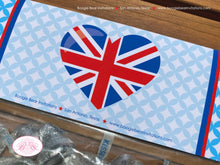 Load image into Gallery viewer, London England Birthday Party Treat Bag Toppers Folded Favor Boy United Kingdom UK Great Britain Flag Boogie Bear Invitations Nigel Theme