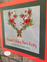 Load image into Gallery viewer, Christmas Deer Holiday Party Door Banner Winter Rose Birds Winter Tree Antlers Autumn Woodland Animals Boogie Bear Invitations Bennett Theme