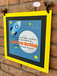 Outer Space Birthday Party Door Banner Planets Stars Moon Rocket Ship Mission Galaxy Travel Earth Orbit Boogie Bear Invitations Buzz Theme