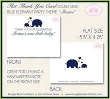Load image into Gallery viewer, Blue Elephant Baby Shower Thank You Card Note Girl Boy Birthday Party Chevron Navy Lime Green Boogie Bear Invitations Sloane Theme Printed