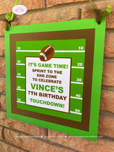 Load image into Gallery viewer, Football Birthday Party Door Banner Sports Touchdown Game Time Quarterback Green Brown Pro Team Field Boogie Bear Invitations Vince Theme