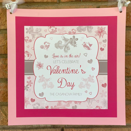Love Birds Birthday Party Door Banner Valentines Day Woodland Animals Forest Creatures Pink Silver Boogie Bear Invitations Casanova Theme
