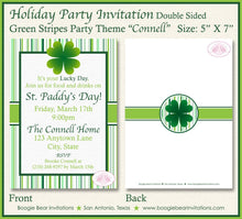 Load image into Gallery viewer, St. Patrick&#39;s Day Party Invitation Green Stripes Shamrock Lucky Irish 1st Boogie Bear Invitations Connell Theme Paperless Printable Printed