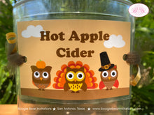 Load image into Gallery viewer, Thanksgiving Owls Party Beverage Card Wrap Drink Label Sign Birthday Boy Girl Fall Harvest Pumpkin Bird Boogie Bear Invitations Rylan Theme